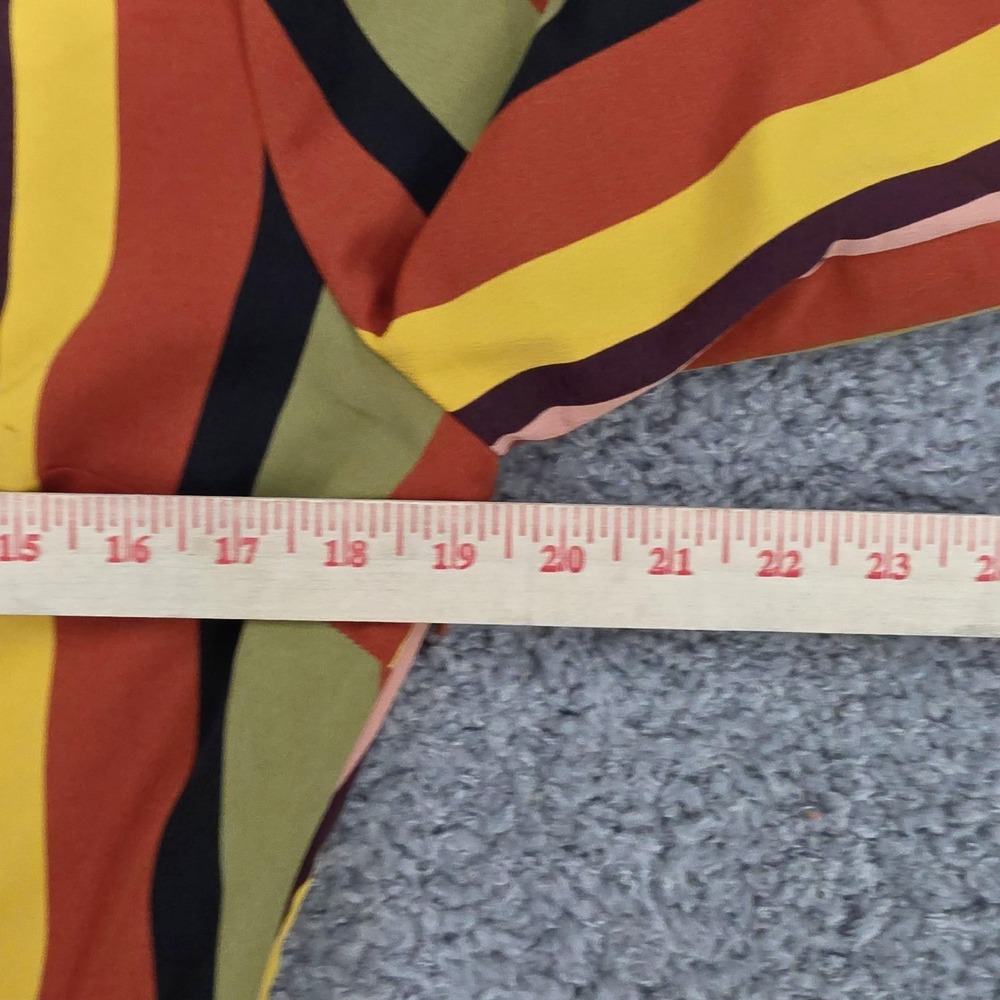 MADISON Striped Wrap Shirt Dress Womens Medium Midi Belted 3/4 Sleeve Multicolor - Picture 7 of 9